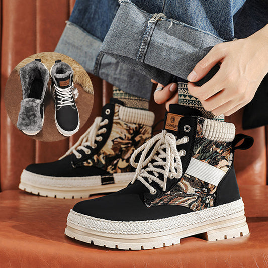 Men's Autumn and Winter Print Boots: High-Top British Style | Enigma Paris - EnigmaParis