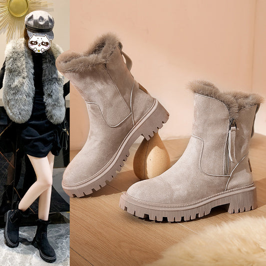Trade Cotton-padded Shoes Fur Snow Boots Fleece-lined Casual Martin - EnigmaParis