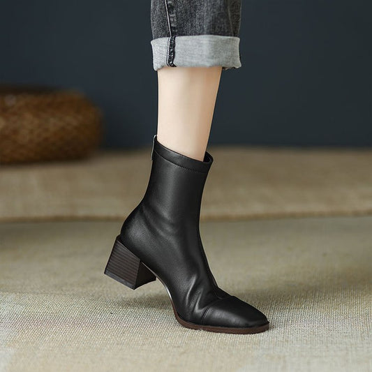Women's Chunky Heel Short Boots Autumn And Winter French Retro - EnigmaParis
