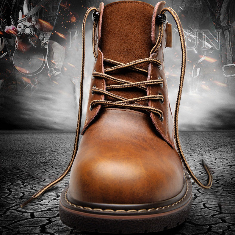 British Men Fleece-Lined Martin Boots - Casual Mid-Top | EnigmaParis - EnigmaParis