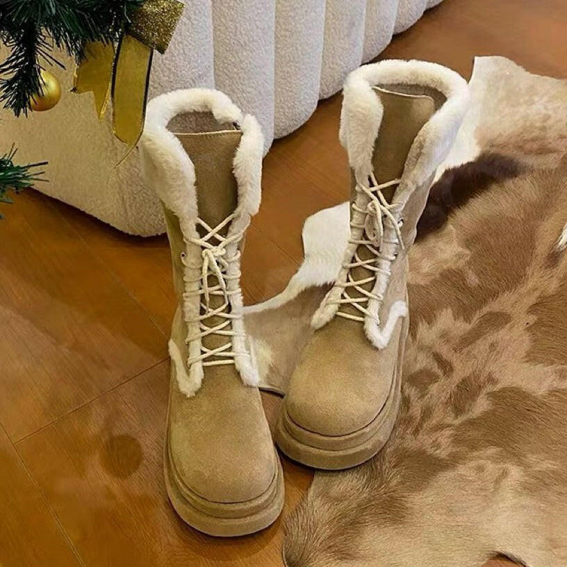 Women's Fashion Casual Simple Warm Platform Snow Boots.