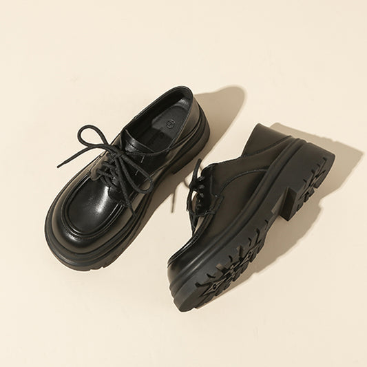 Women's Deep Cut Thick Heel Shoes - Fashionable and Comfortable Footwear - EnigmaParis