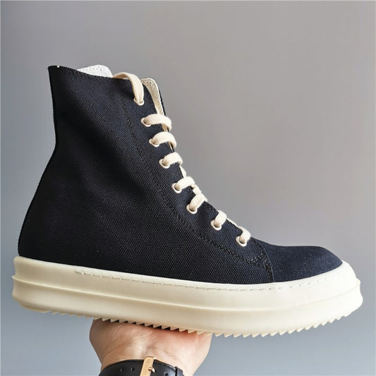 19SS High-Top Shoes - Stylish Canvas High-Top with Thick Sole