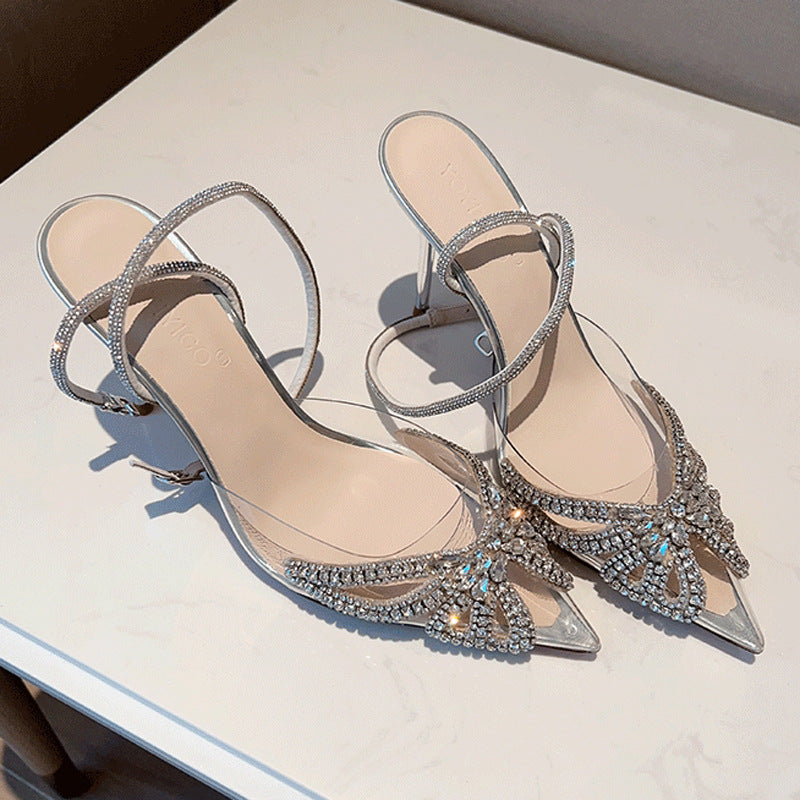 Women's High-end Crystal Butterfly Diamond Evening Sandals - Elegant All-matching Footwear - EnigmaParis