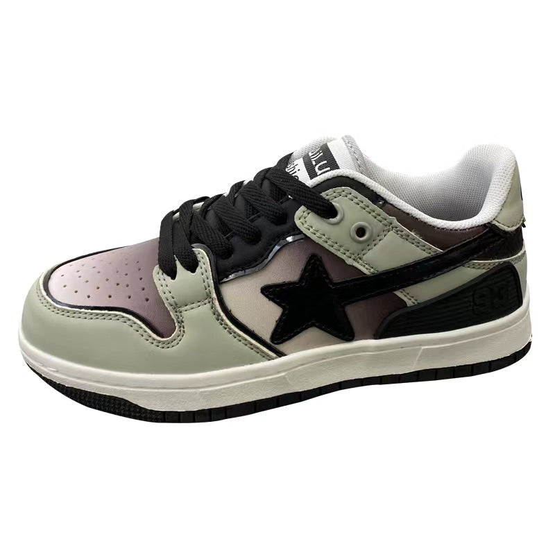 Women's Niche Five-pointed Star Rubber Board Shoes - Stylish Contrast Color Footwear.