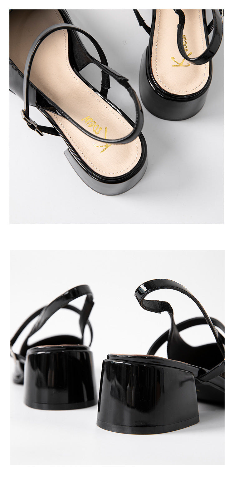 Square Toe High Heel And Fashion Retro Sandals