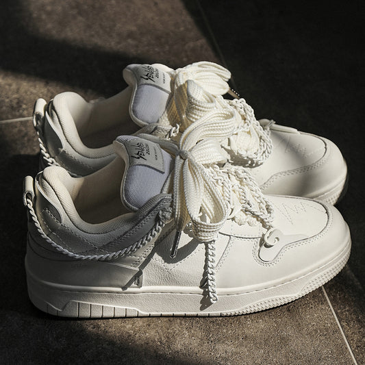 Men's Height-Increasing White Shoes – Lace-Up Comfort