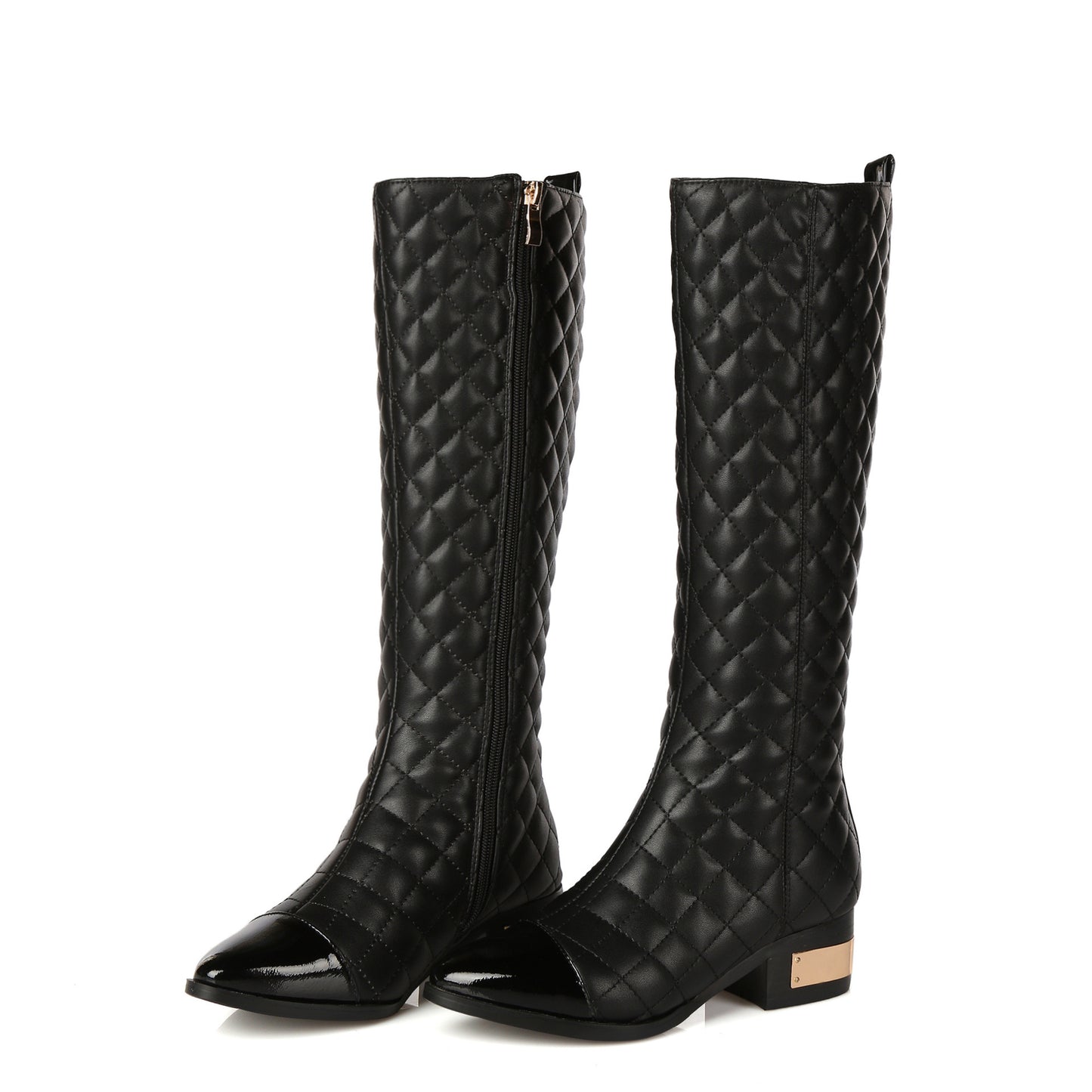 High-top Handsome Plaid Cowhide Boots Women British Style