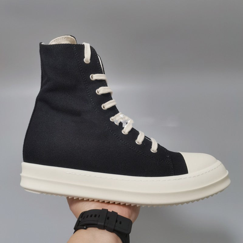 19SS High-Top Shoes - Stylish Canvas High-Top with Thick Sole