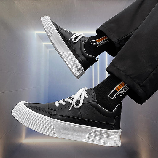 Sports Height Increasing Men's Board Shoes - Leisure Solid Color All-Match with Thick Bottom