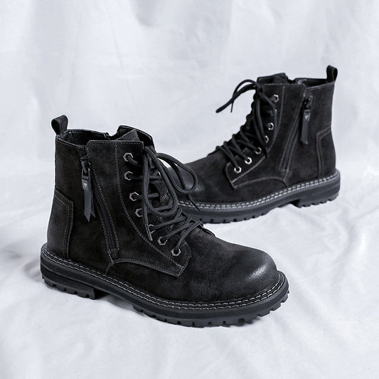 Men's Side Zipper Ankle Boots: Super Popular INS High Street Fashion - EnigmaParis