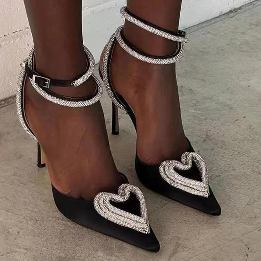 Women's Fashionable All-match Heart-shaped Rhinestone Sandals