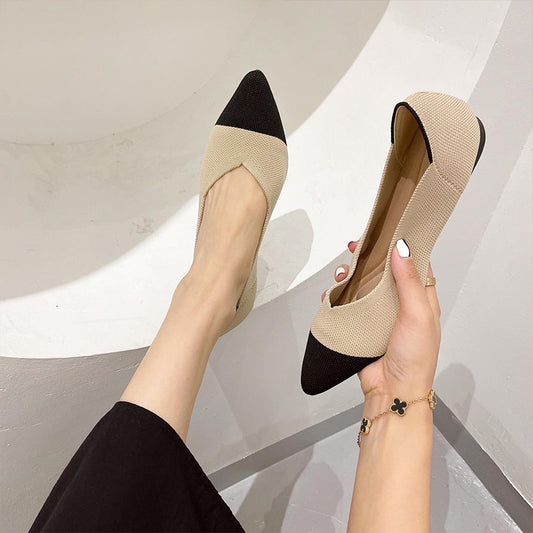 Women's Fashion Shallow Mouth Braided Shoes Pointed Flat Bottom Pumps - EnigmaParis