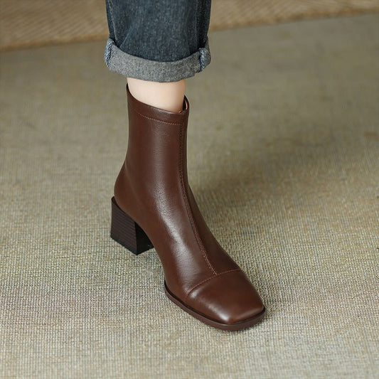 Women's Chunky Heel Short Boots Autumn And Winter French Retro - EnigmaParis