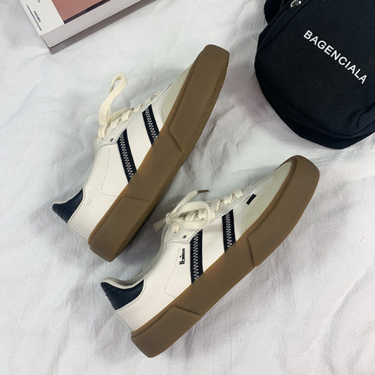 Step into Fall Fashion: Retro White Leather Shoes - Couple Style