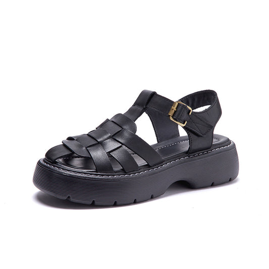Leather Sandals Women's Summer New Retro Hollow