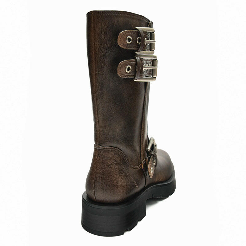 Thick Bottom Chunky Heel Martin Boots Buckle Motorcycle Boots.