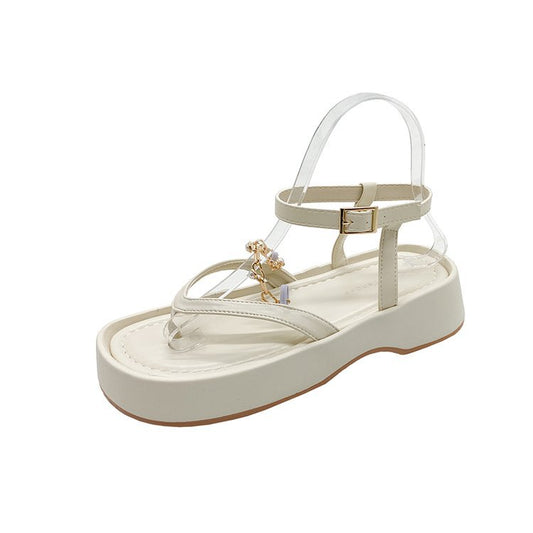 Trendy 2024 Summer Sandals for Women | Vintage Pearl Toeless Shoes - EnigmaParis