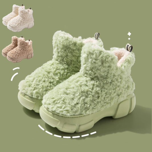 Winter Cashmere Snown Boots With 6cm Platform Warm Plus Velvet High-top Fleece Cotton Shoes Women Outdoor Indoor House Plush Shoes - EnigmaParis