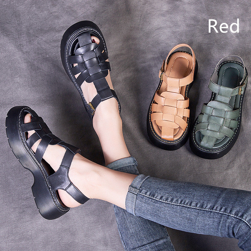 Leather Sandals Women's Summer New Retro Hollow