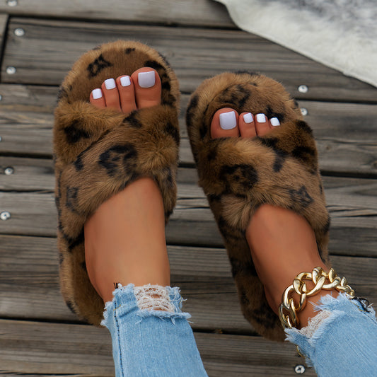 Fall Plus Size Plush Suede Thick-Soled Women's Slippers - Fashionable and Comfortable Footwear - EnigmaParis