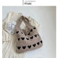 Fashion Large Capacity Heart-shaped Knitted Woven Shoulder Bag