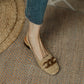 Women's Tassel Buckle Sandals Retro Square Toe.