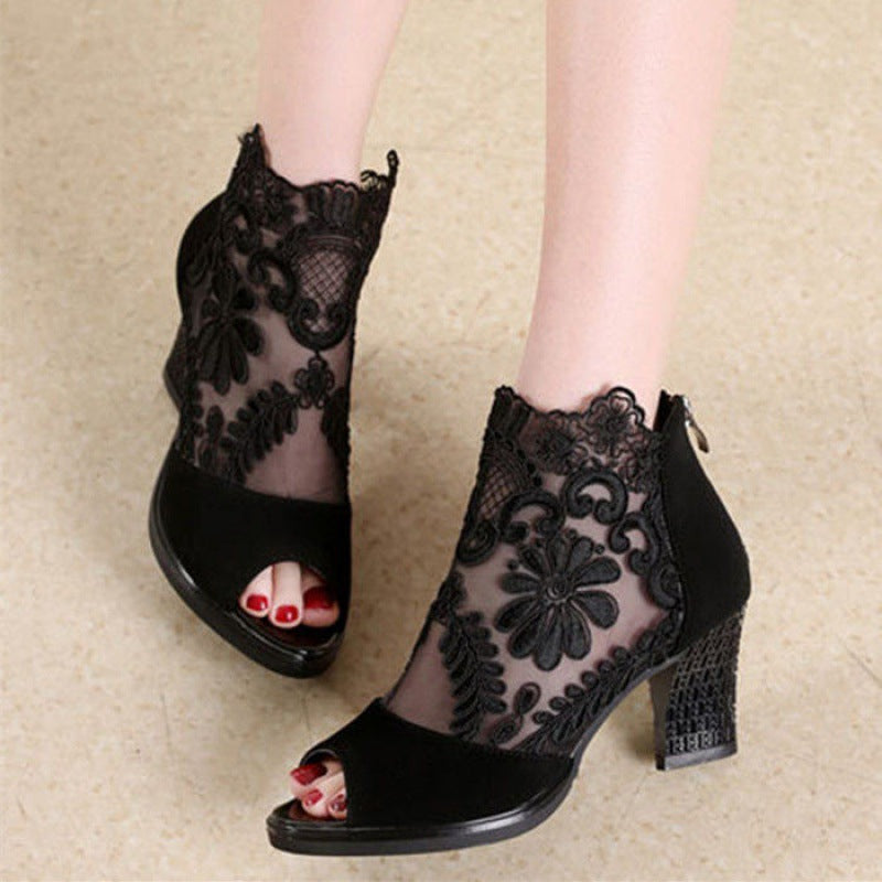 Gauze lace lady's sandals