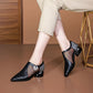 Summer New Thick Heel Pointed Mesh Rhinestone High Heels