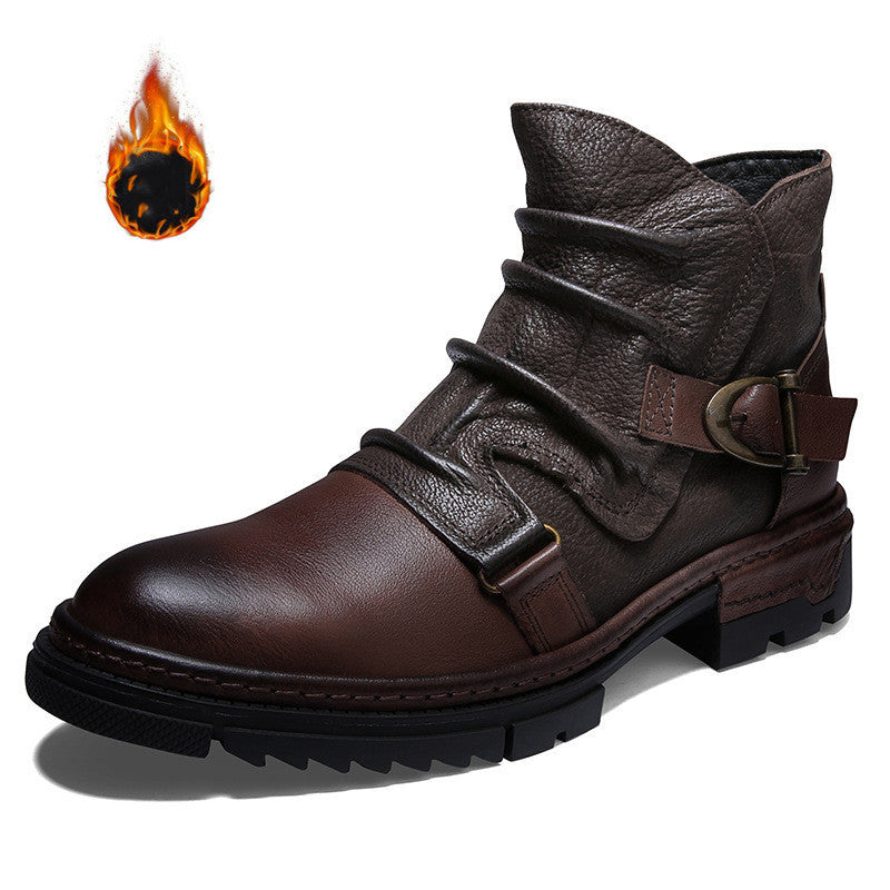 Plus Velvet Warm British High-top Leather Shoes Martin Boots