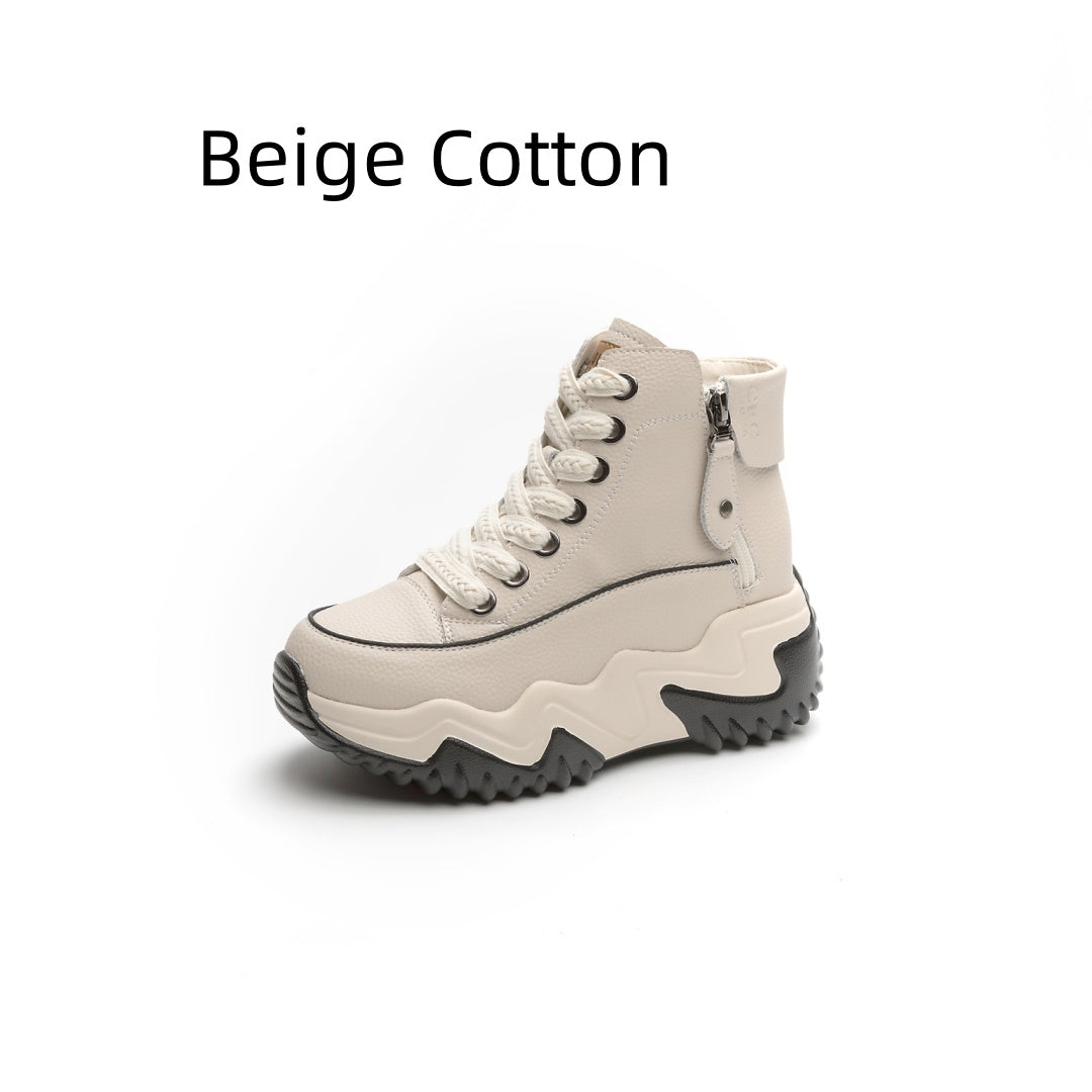 Women's Height Increasing Insole 7CM Leather Platform Shoes.