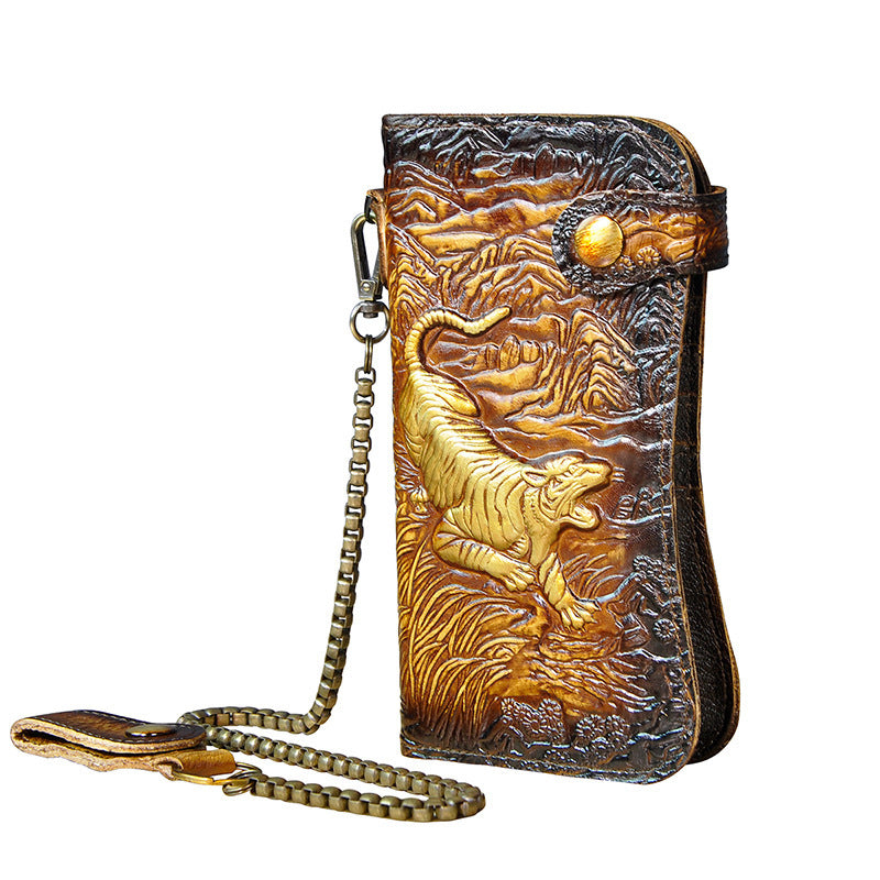 Genuine leather dragon wallet - tiger
