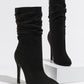 New Style Natural Wrinkle Stiletto Pointed Toe Fashion All-match Street Middle Boots