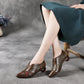Women's embroidered flower thick heel high heels