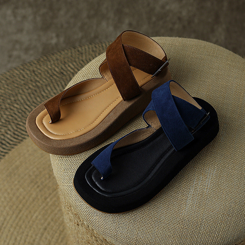 Women's Casual Round Toe Mid Heel Sandals Platform Shoes