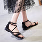 Large Size Sandals 40-41-43 Fat Feet Fat Mm Widened Women's Shoes Flat Bottom