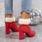 New Plaid Print Plush Ankle Boots Winter Fashoin Square Heel Suede Boots Women Casual Versatile Shoes Autumn And Winter - EnigmaParis