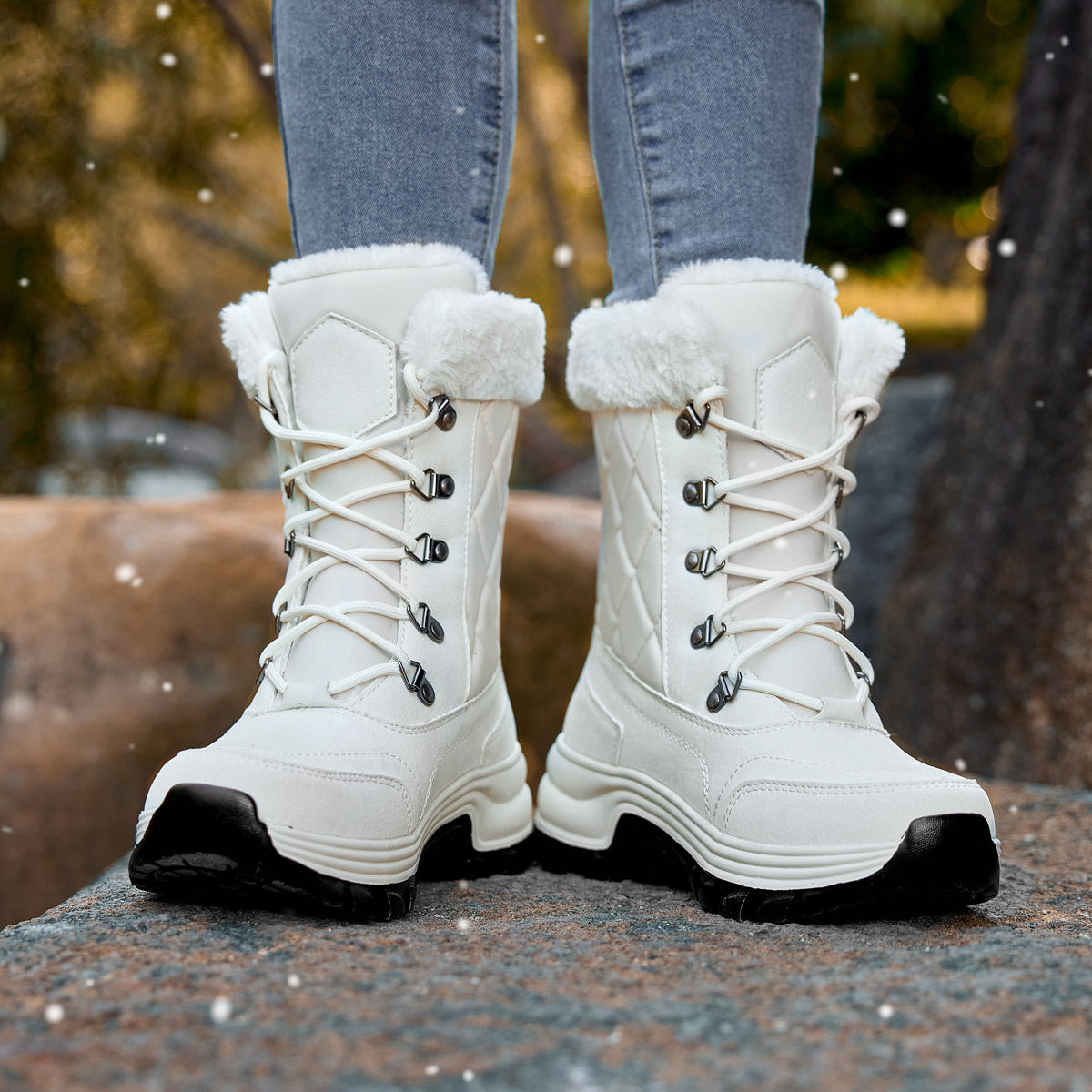 Women's Winter Fashion High-top Warm Fleece-lined Thick And Comfortable Snow Boots - EnigmaParis