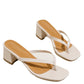 Spring And Summer Stylish Herringbone Square Toe Chunky Heel Sandals: High Heel, Open Toe, Casual Fashion - EnigmaParis