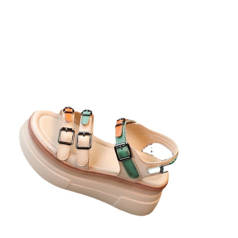 Colorful Color Matching Trendy Women's Summer Platform Sandals