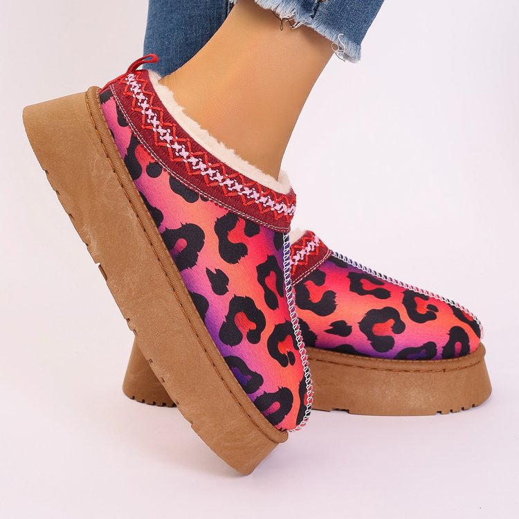 Women's Shoes Cartoon Pattern Thick Bottom Plush Low Top Toe Cap Lazy Slippers - EnigmaParis