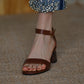 Fashion Brown Retro Thick Heel Sandals Women