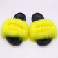 Furry Fur Slippers Fluffy Flip Flops Women Summer Faux Fox Sandals Designer Chain Plush Raccoon Fur Slides Beach Home Flat Shoes