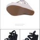 Gdgydh Height 16 Cm High Heel Platform Wedge Sandals Cross Strap Gothic Punk Style Gladiator Fish Mouth Shoes For Women