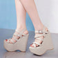 Gdgydh Height 16 Cm High Heel Platform Wedge Sandals Cross Strap Gothic Punk Style Gladiator Fish Mouth Shoes For Women