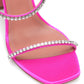 Stiletto Leopard Print Rhinestone Fish Mouth One Word Toe Party Sandals