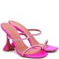 Stiletto Leopard Print Rhinestone Fish Mouth One Word Toe Party Sandals