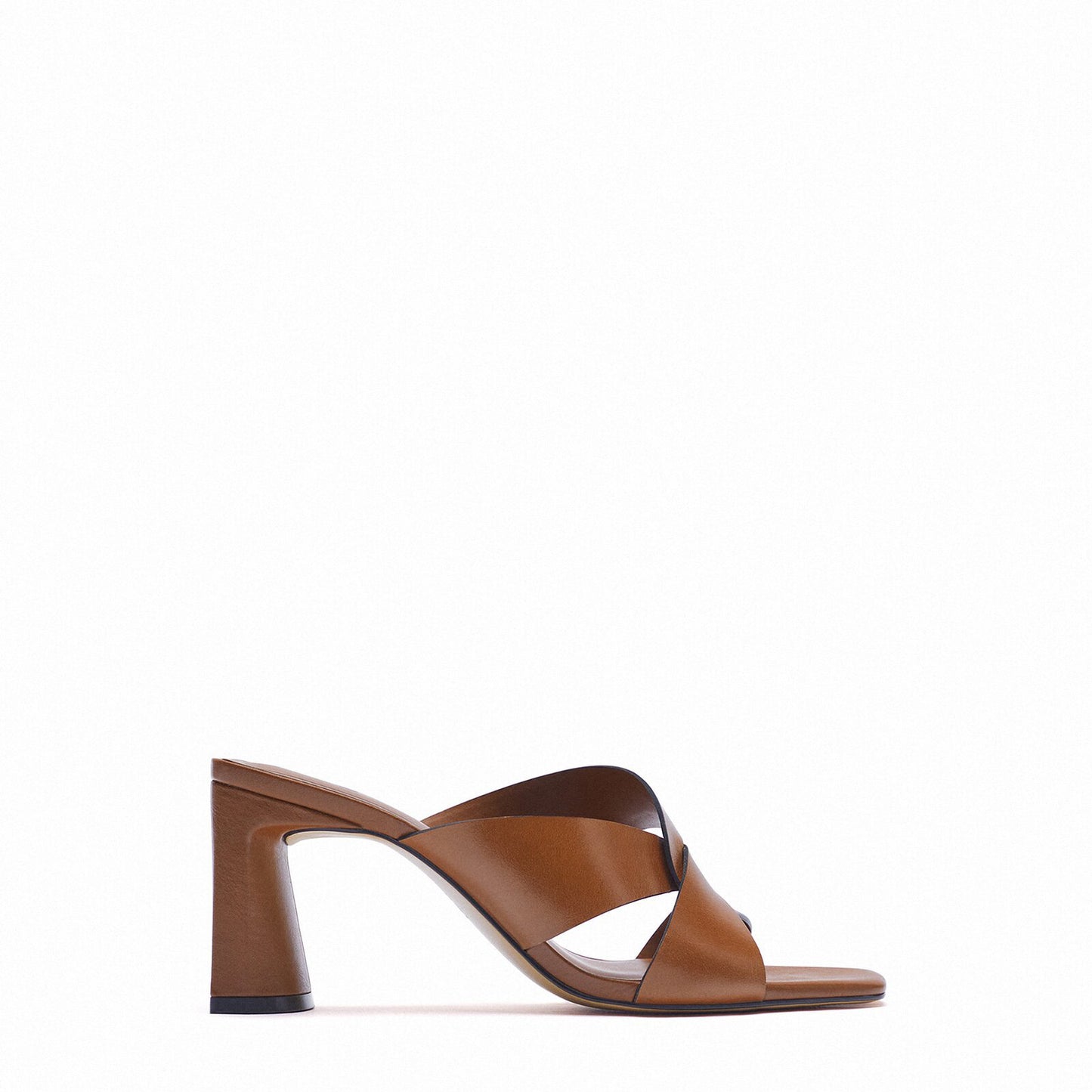 New Style Women's Shoes In Summer Square Head Brown Thick Heel Cow Leather Sandals Women's Shoes