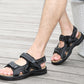 Men'S Sandals Leather Toe Platform Top Layer Cowhide Outdoor Casual Sandals