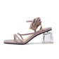 Fashion Full Leather Crystal Heel Sandals